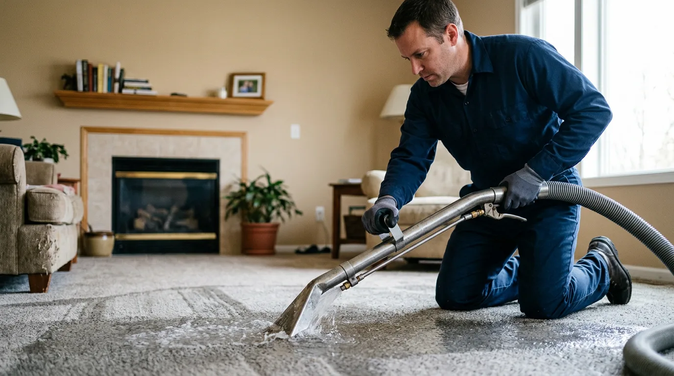 Water damage restoration technician working near Blue Island, IL